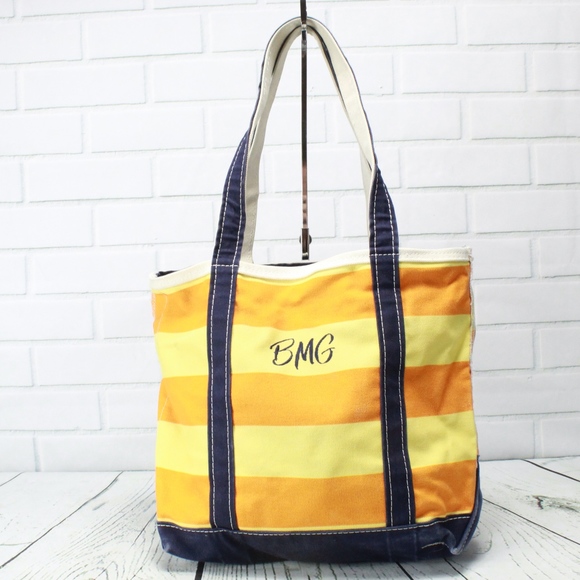 L.L. Bean Handbags - LL Bean Boat & Tote Bag Canvas Orange Yellow Blue